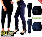 Y f Womens Plus Size High Waisted Stretch Straight-leg   Skinny Denim Jeans Pant