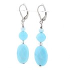 New Simulated Turquoise   Crystal Earrings - Sterling Silver Pierced Dangles