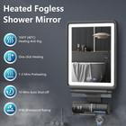 Fogless Heated Shower Mirror     Dimmable Led  Rechargeable  Razor Holder Included