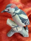 Woodpecker Bird Black And Red Bisque Porcelain Kato Kogei Figurine Japan