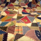 Vintage Antique Crazy Quilt Handmade Embroidered Stitches Velvet Binding 77 X 83