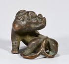 4cm Old Chinese Dynasty Bronze Fengshui Dragon Unicorn Beast Animal Statue