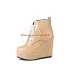 Womens Lace Up Platform Ankle Boots For High Heel Wedges Boots Winter Shoes New