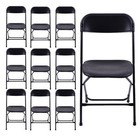 10 Pack Plastic Commercial Folding Chairs Stackable Picnic Party Black Home