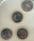29 Wood Buttons Framed Antique   Vintage Pre-1960 s Hand-painted  Carved