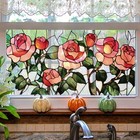 Window Privacy Film Rainbow Rose Flowers Window Clings 3d Decorative Vinyl