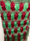 Vtg 50s Handmade Authentic Mexican Shawl Wrap Scarf Runner Fringe Tassled Green