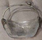 Antique Glass Basket Engraved And Silver Plated Metal - Art Nouveau - Vintage