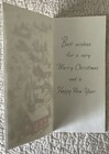 Unused Christmas Town House Church Trees Glitter Paper Vtg Greeting Card 1950s