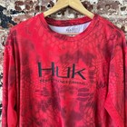 Huk Fishing Shirt Mens Xl Red Camo Performance Icon Long Sleeve Sun Shirt