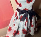 Vintage Betsey Johnson Strapless Floral Fit   Flare Bow Dress Lined Zip Size 8
