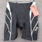 Tyr Mens Small Black Light Blue 8  Exercise Tri Bike Shorts Competitor Nwt