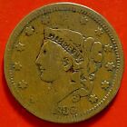 1838 Coronet Head Large Cent  Ship Depiction Hobo Carving