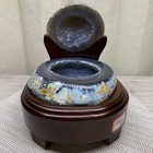 2 3lb  Natural Agate Treasure Basin Geode Crystal Cluster Specimen With Wooden B
