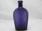 Antique Purple Amethyst Flask Half Pint Liquor Bottle Lattice Quilted Glass