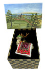 Mackenzie Childs Courtly Check Aberdeen Reindeer Christmas Glass Ornament New