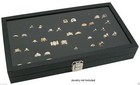 Novel Box Glass Top Black Jewelry Display Case With 72 Black Foam Ring Insert