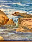 Antique Early 1900 s California Coastal Ocean Seascape Oil On Canvas Painting