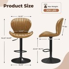Swivel Bar Stools Set Of 2 Brown Pu Leather Adjustable Height 360   Degree Chairs