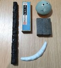 Korean Calligraphy Set 5 Pcs Blue Ceramic Water Dropper Brush Rest Antique