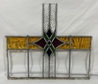 Antique Leaded Stained   Clear Glass Window Partial Segment Salvage