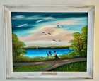 Al Black  Hof Florida Highwaymen   fishing In The St  Lucie River  Oil On Canvas