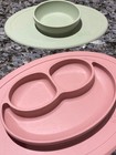 Ezpz Mat 100  Silicone Suction Baby Plate W  Placemat   Baby Bowl Pink   Green