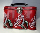 Coca Cola 6 Pack Carrier Tin Metal Lunch Box Style Coke Can Holder Red
