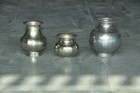 3 Pc Vintage Brass   Copper Handcrafted Nickel Plated Solid Holy Water Pot