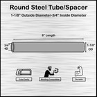Steel Spacer-tubing- 1-1 8  Od X 3 4  Id X 8  Long--fits M18 19 Or 3 4  Bolts