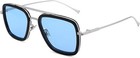 Aviator Sunglasses Blue Lens Square Silver Frame Street Wear Driving Casual New