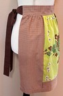 Vintage Wilendur Tablecloth Half Apron - Bright Green Ivy  Brown white Gingham