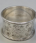 English Sterling Silver Napkin Ring 1  1 8  Wide Band  Monogrammed A