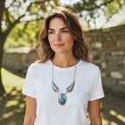Vintage Navajo Sterling Silver  Turquoise    Coral 3-station Bib Necklace 