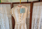 Vintage 1940 s White Satin Demure Wedding Gown Back Train Provenance Museum