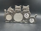 Vtg Kitty Cat Pewter Photo Frame Collage Four Photos Four Cats