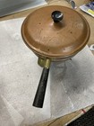 Copper Chafing Dish Wooden Handle Knob Lid Vintage Warming Cook Serving Skillet