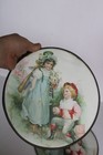  2  Antique Germany Lithograph Chimney Flue Covers  Young Love