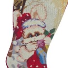 Vtg Wool Needlepoint Christmas Stocking W Santa Bunny   Kitten Velvet Back 21 