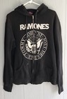 Ramones Zip Hoodie  Distressed  Men s Xl  Black white Classic Logo  1999  Htf 