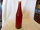 Red Glass Bottle With Palm Trees   Flowers Design 11 5  Tall For Tapered Candle