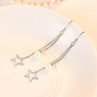 Women 925 Sterling Silver Jewelry Earrings Elegant Tassel Pearl Hollow Star 0155