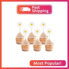 Confetti Daisy Cupcake Toppers - Daisy Flower Cake Picks Party Decorations For S