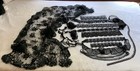 Lot Of Lovely Antique Black Lace With Shawl Wrap Pieces Of Lace And Rolls