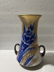 Rare Unique Antique Royal Doulton Hand Painted Gold  Blue Flowers Vase  C1911
