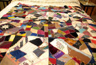 Vtg Early 20th Cetury Crazy Quilt Top Handmade Chicken-scratch Stitch Patchwork