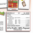 Pull Tab - Hard Card - Tickets Game - Holder - Meatballs