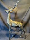 Vintage Etched Brass Large Deer Buck And Doe Pair Figurines 12 5 In 