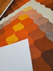 Awesome Rare Vintage Mid Century Retro 70s Org Brn Drop Pyramids Fabric  Look 