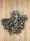 Signed Jj Vintage Art Nouveau Style Brooch Pin Ab Glass Rhinestones